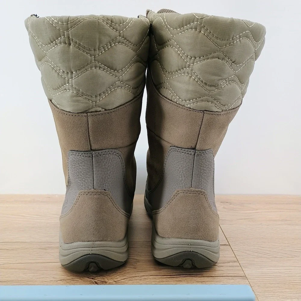 Merrell Boots Womens 9 Tall Beige Suede Insulated Waterproof Mid Calf Snow Shoes